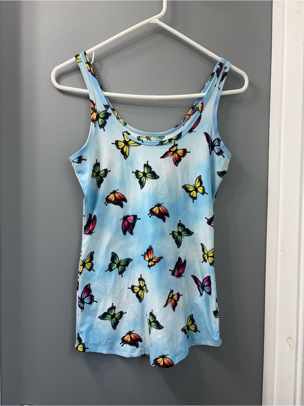 No Boundaries Light Blue Butterfly Print Camisole